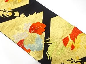 アンティーク　松皮菱に鳳凰・桐模様織り出し袋帯（材料）